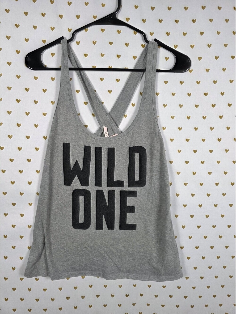 Victorias Secret WILD ONE Cross Back Tank Top Grey Small